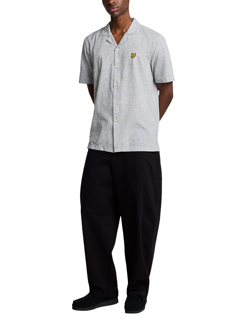 Product image 4 of 5, which shows Lyle & Scott Linen Blend Regular Fit Shirt, Dark Navy, XS