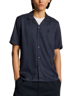 Lyle & Scott Geometric Motif Revere Shirt, Dark Navy, Dark Navy