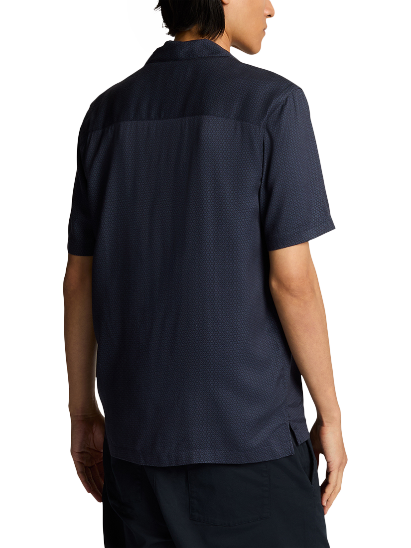Product image 2 of 5, which shows Lyle & Scott Geometric Motif Revere Shirt, Dark Navy, XS