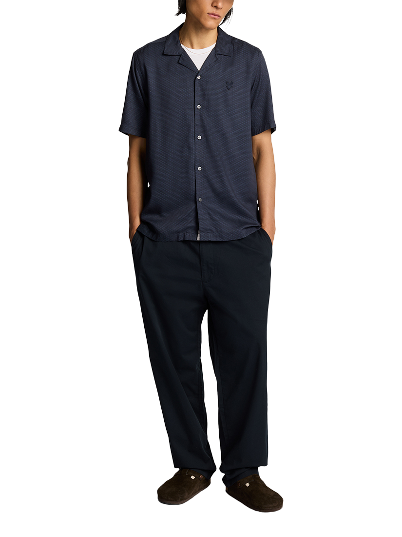 Product image 4 of 5, which shows Lyle & Scott Geometric Motif Revere Shirt, Dark Navy, XS