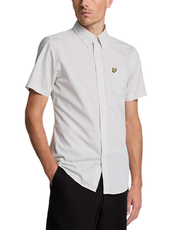 Lyle & Scott Gingham Cotton Short Sleeve Shirt, Cove/White