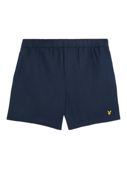 Lyle & Scott Linen Blend Elasticated Waist Deck Shorts, Dark Navy