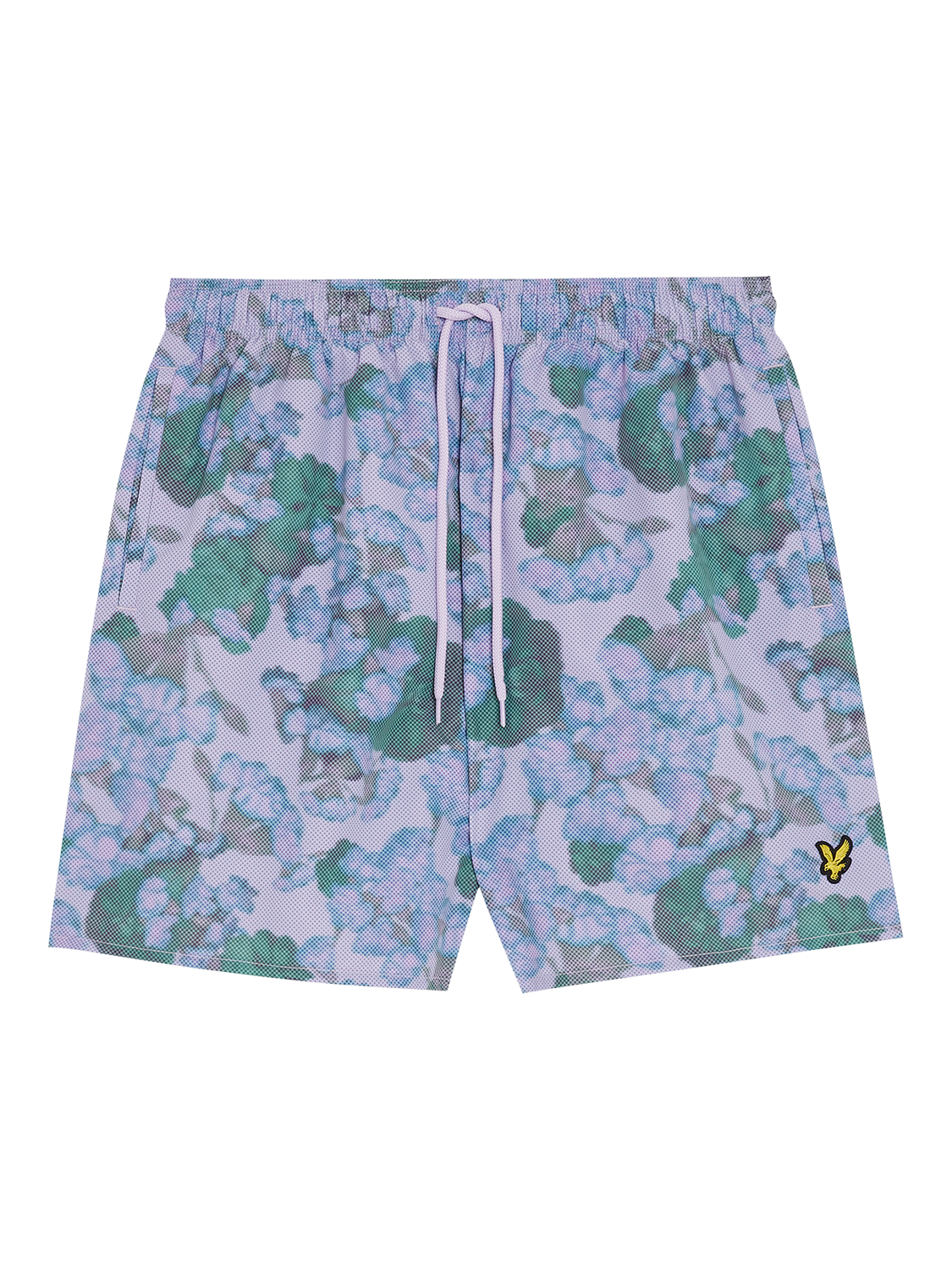 Lyle & Scott Digital Floral Print Drawstring Swim Shorts, Aquamarine