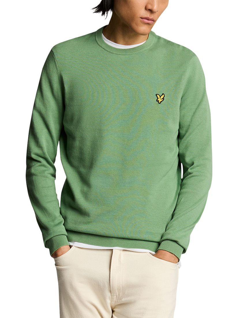 Product image 1 of 5, which shows Lyle & Scott Cotton Crew Neck Jumper, Smoke Green, XS