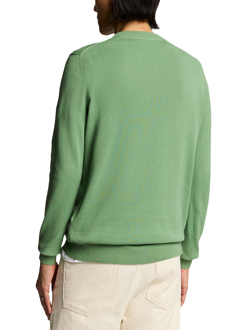 Product image 2 of 5, which shows Lyle & Scott Cotton Crew Neck Jumper, Smoke Green, XS