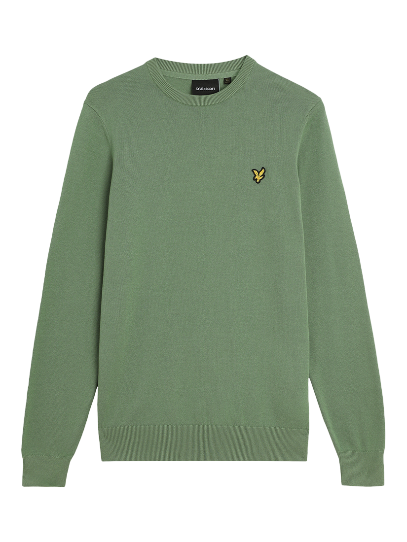 Product image 3 of 5, which shows Lyle & Scott Cotton Crew Neck Jumper, Smoke Green, XS