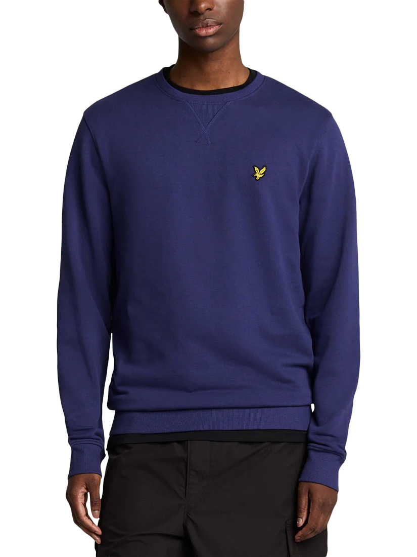 Product image 1 of 5, which shows Lyle & Scott Cotton Blend Crew Neck Sweatshirt, Deep Indigo, XS