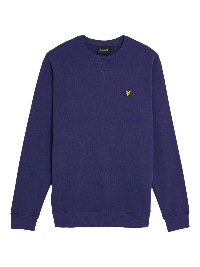 Product image 3 of 5, which shows Lyle & Scott Cotton Blend Crew Neck Sweatshirt, Deep Indigo, XS
