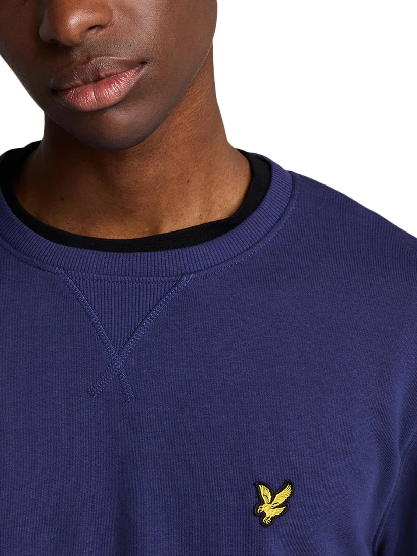 Product image 5 of 5, which shows Lyle & Scott Cotton Blend Crew Neck Sweatshirt, Deep Indigo, XS