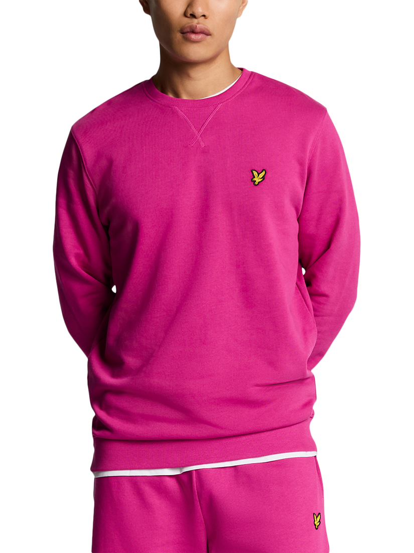 Product image 1 of 5, which shows Lyle & Scott Logo Crew Neck Cotton Sweatshirt, Fuchsia, XS