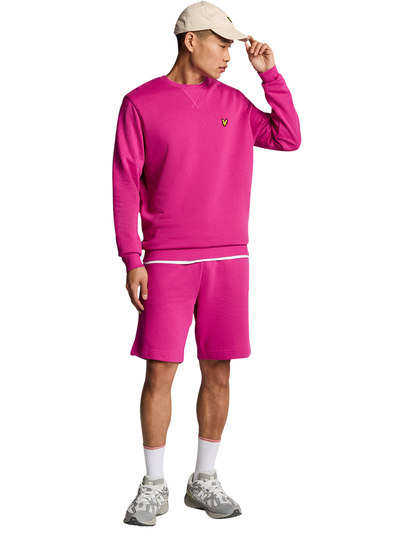 Product image 4 of 5, which shows Lyle & Scott Logo Crew Neck Cotton Sweatshirt, Fuchsia, XS