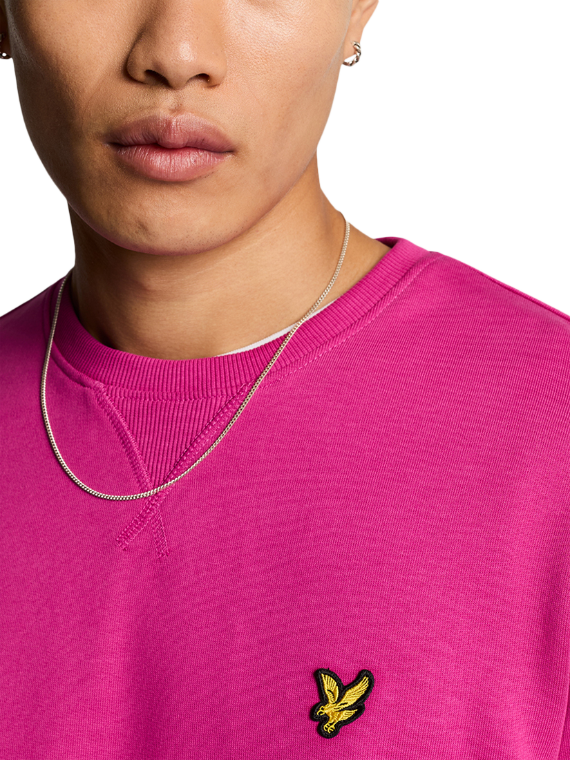 Product image 5 of 5, which shows Lyle & Scott Logo Crew Neck Cotton Sweatshirt, Fuchsia, XS