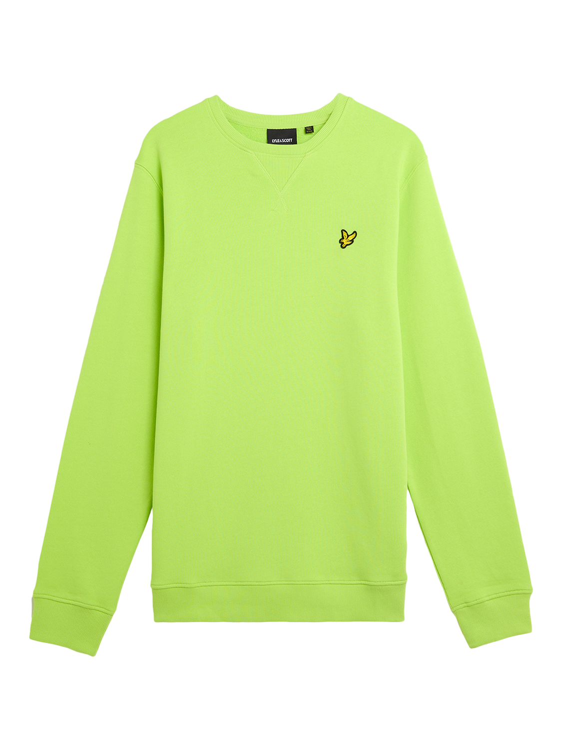 Product image 1 of 1, which shows Lyle & Scott Logo Crew Neck Cotton Sweatshirt, Vibrant Kiwi, XS