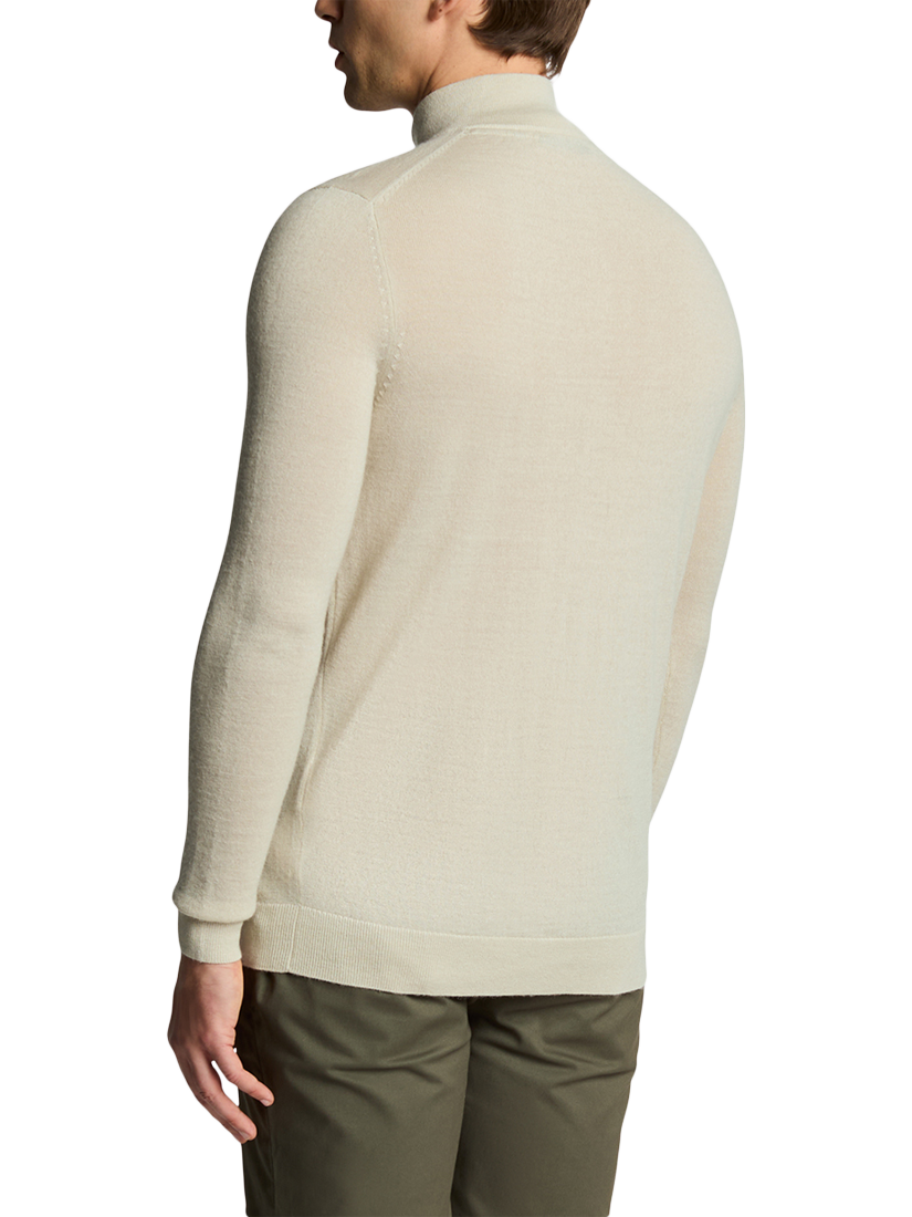 Product image 2 of 5, which shows Lyle & Scott Golf Quarter-Zip Merino Jumper, Sesame, XL