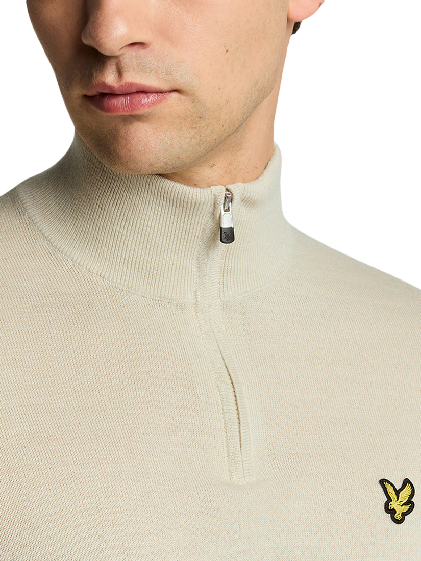 Product image 5 of 5, which shows Lyle & Scott Golf Quarter-Zip Merino Jumper, Sesame, XL