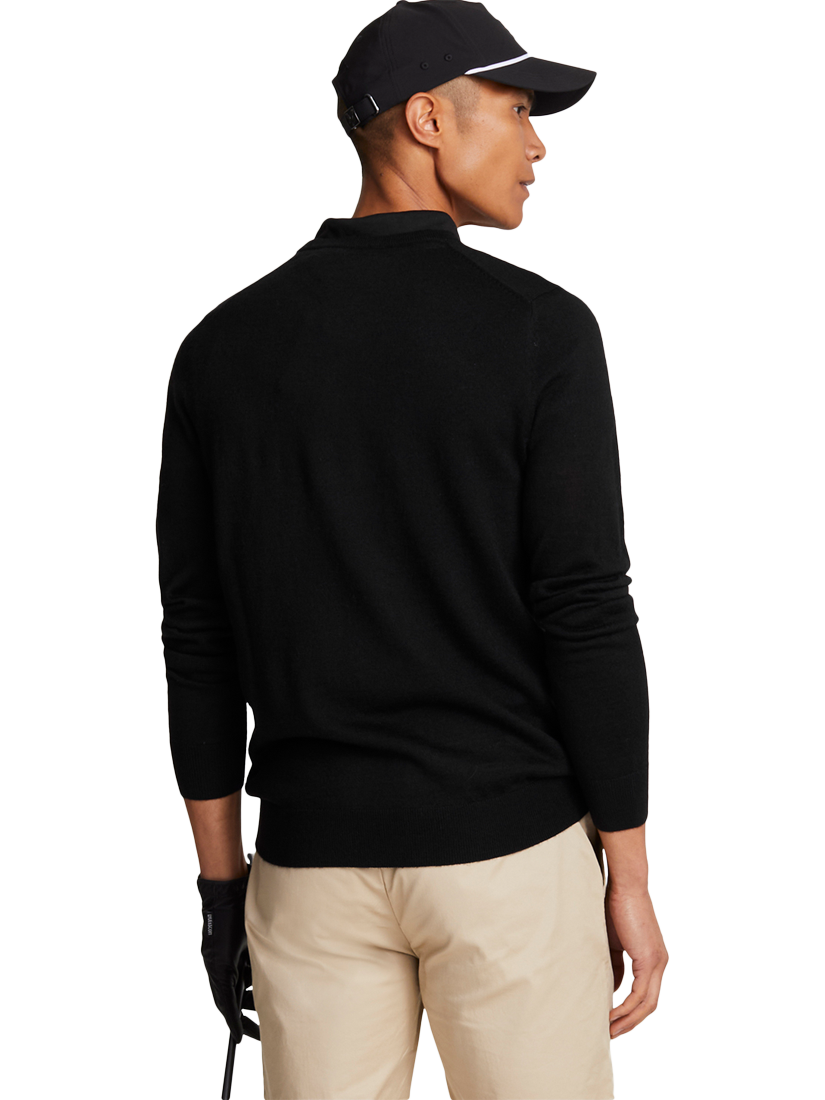Product image 2 of 5, which shows Lyle & Scott Golf Wool Blend V-Neck Jumper, Jet Black, XS
