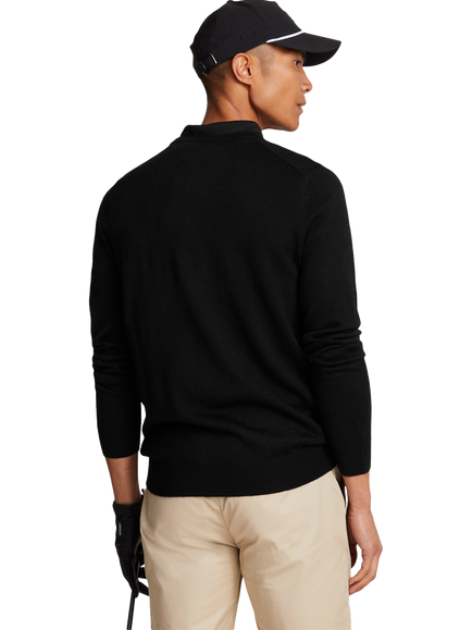 Lyle & Scott Golf Wool Blend V-Neck Jumper - view 2, Jet Black