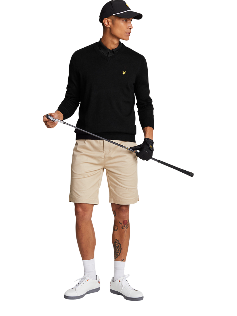 Product image 4 of 5, which shows Lyle & Scott Golf Wool Blend V-Neck Jumper, Jet Black, XS