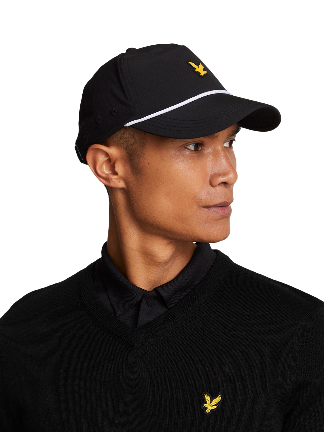 Product image 5 of 5, which shows Lyle & Scott Golf Wool Blend V-Neck Jumper, Jet Black, XS