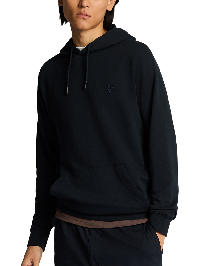 Product image 1 of 5, which shows Lyle & Scott Cotton Superfine Pullover Hoodie, Dark Navy, XS