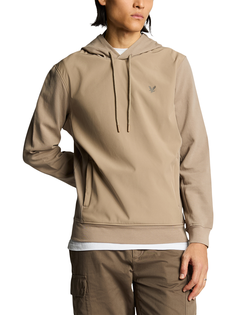 Product image 1 of 5, which shows Lyle & Scott Cotton Softshell Hybrid Pullover Hoodie, Heritage Taupe, XS