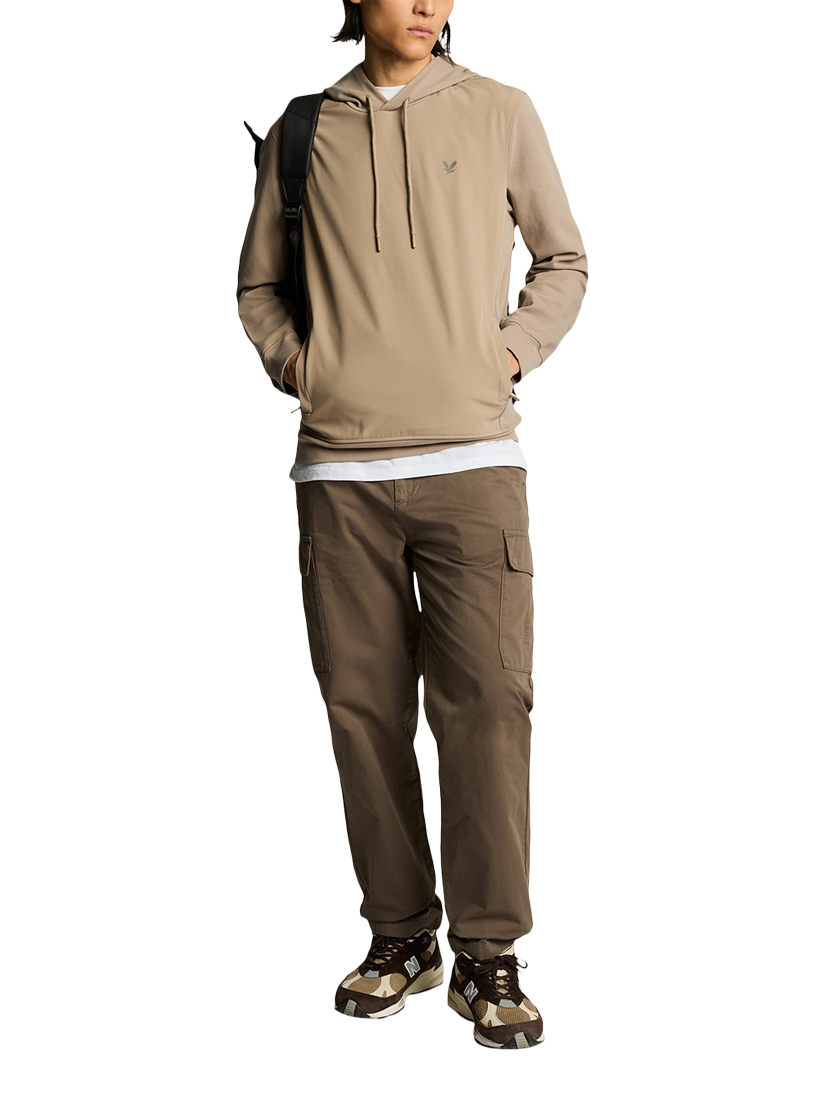 Product image 4 of 5, which shows Lyle & Scott Cotton Softshell Hybrid Pullover Hoodie, Heritage Taupe, XS
