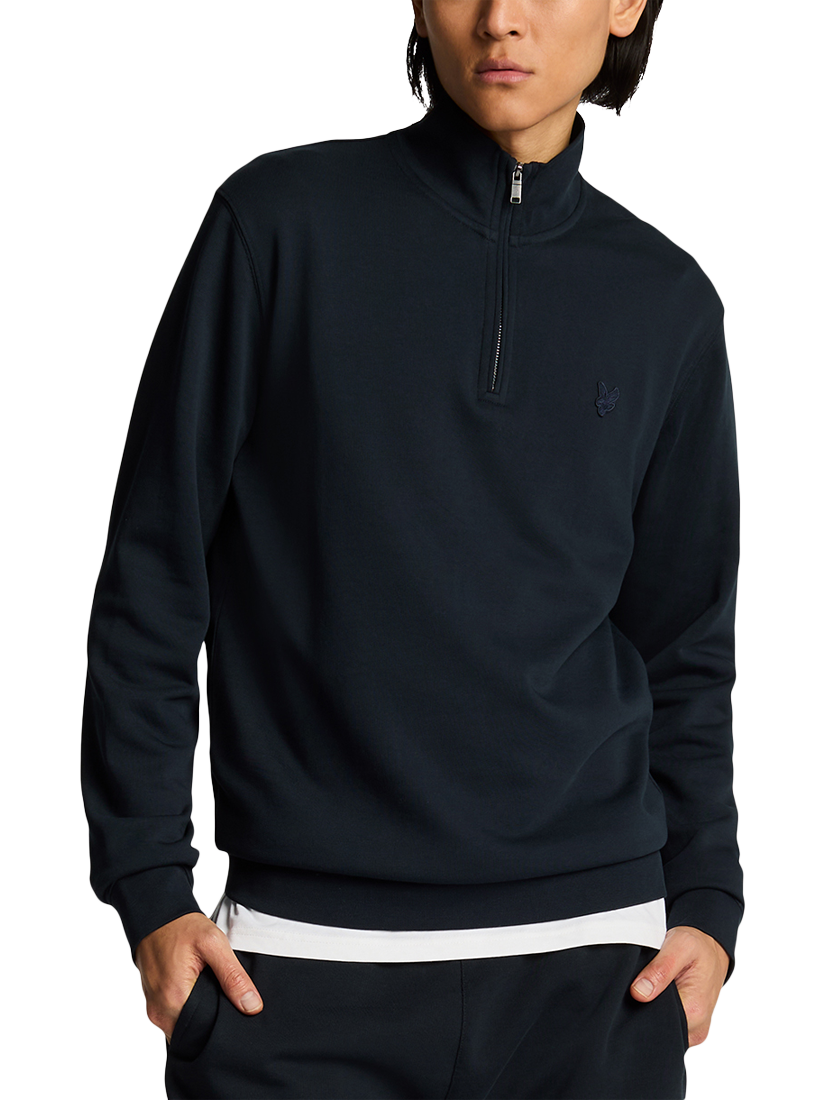 Product image 2 of 5, which shows Lyle & Scott Superfine Quarter Zip Sweatshirt, Dark Navy, XS
