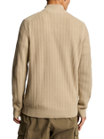 Lyle & Scott Wool Blend Ribbed Quarter Zip Jumper, Stone