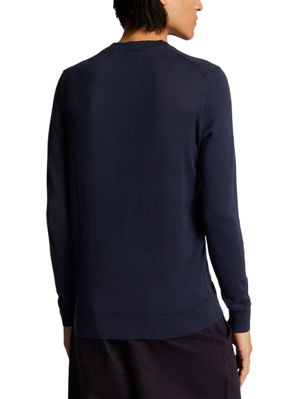 Lyle & Scott Cotton Tonal Crew Neck Jumper - view 2, Dark Navy