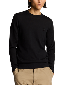 Lyle & Scott Cotton Tonal Crew Neck Jumper, Jet Black