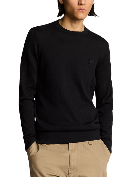 Lyle & Scott Cotton Tonal Crew Neck Jumper, Jet Black