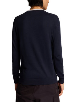 Lyle & Scott Tipped V-Neck Jumper, Dark Navy - view 2, Dark Navy
