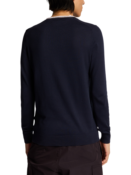 Lyle & Scott Tipped V-Neck Jumper, Dark Navy - view 2, Dark Navy