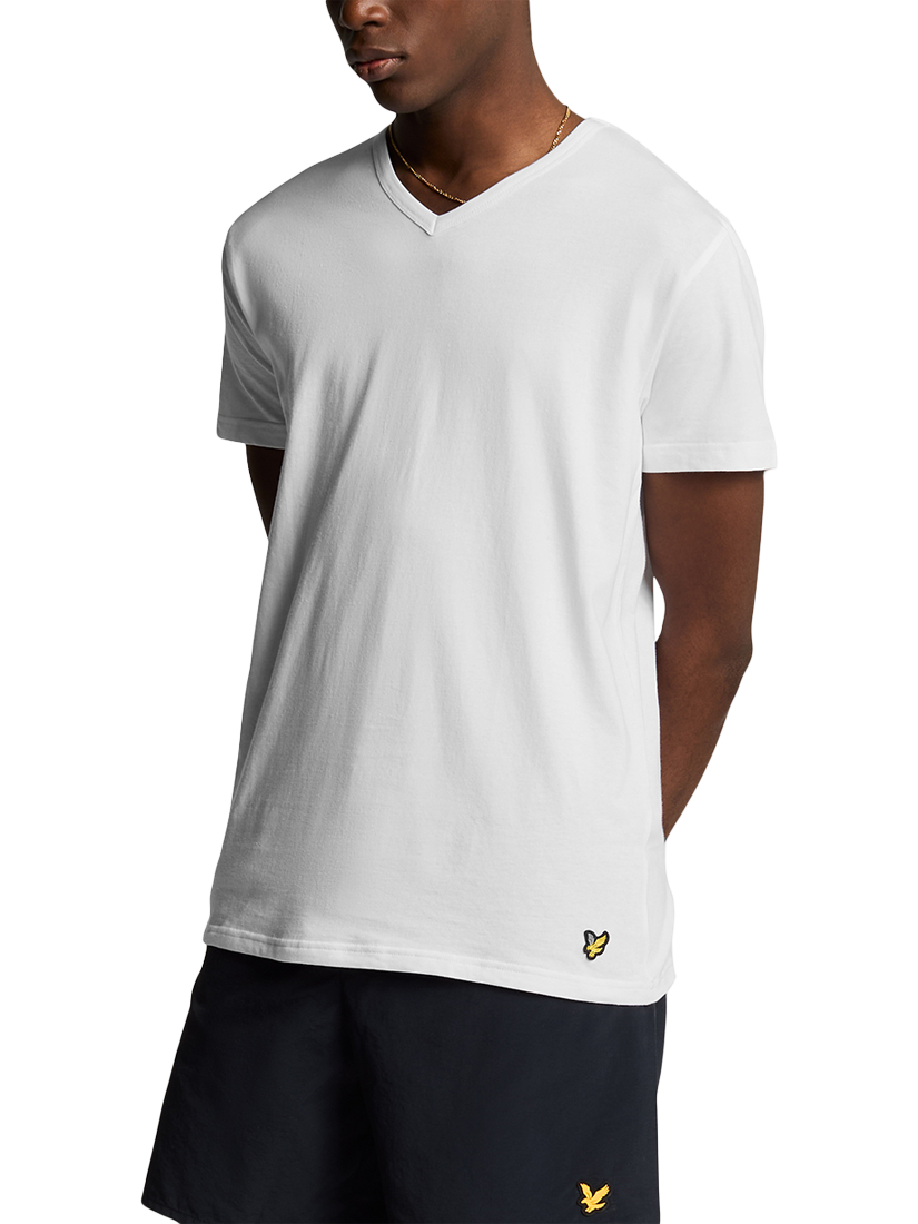 Product image 1 of 5, which shows Lyle & Scott Basic V-Neck T-Shirt, Pack of 3, White, XS