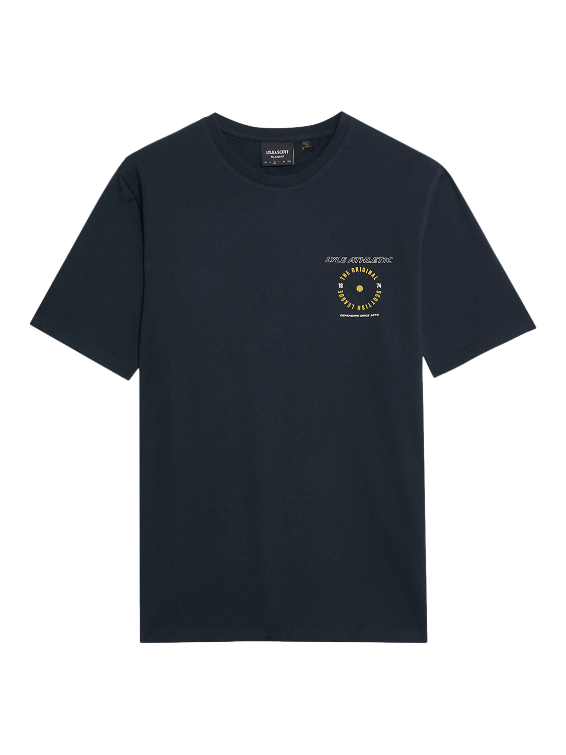 Product image 3 of 5, which shows Lyle & Scott Cotton Athletic Graphic Regular Fit T-Shirt, Dark Navy/Multi, XS
