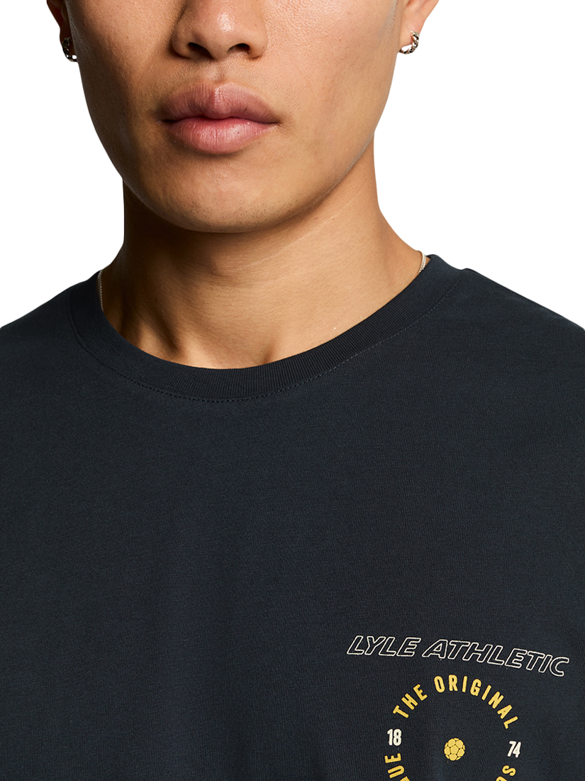 Product image 5 of 5, which shows Lyle & Scott Cotton Athletic Graphic Regular Fit T-Shirt, Dark Navy/Multi, XS