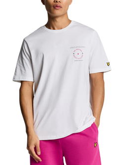 Lyle & Scott Cotton Athletic Graphic Regular Fit T-Shirt, White/Fuchsia