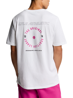 Lyle & Scott Cotton Athletic Graphic Regular Fit T-Shirt - view 2, White/Fuchsia