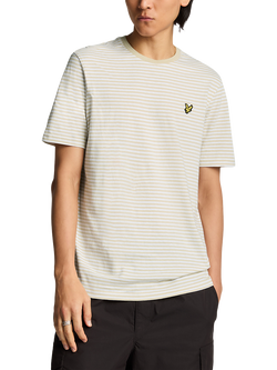 Lyle & Scott Linen Blend Regular Fit Short Sleeve Breton Stripe T-Shirt, Luna/White