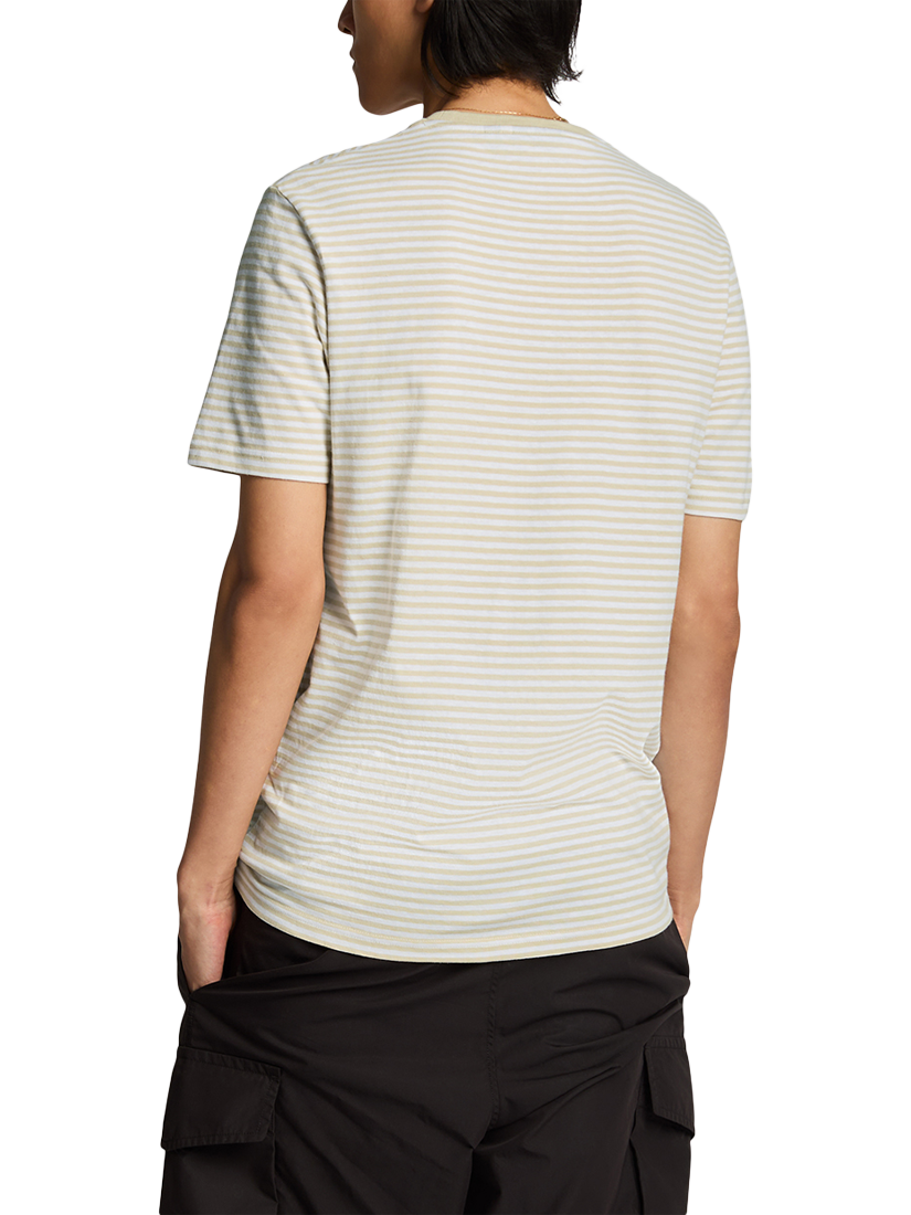 Product image 2 of 5, which shows Lyle & Scott Linen Blend Regular Fit Short Sleeve Breton Stripe T-Shirt, Luna/White, XS