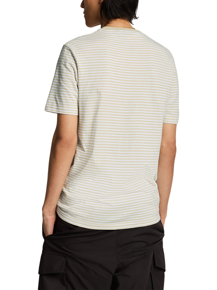 Lyle & Scott Linen Blend Regular Fit Short Sleeve Breton Stripe T-Shirt - view 2, Luna/White