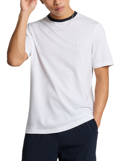 Lyle & Scott Cotton Regular Fit Short Sleeve Contrast Collar Superfine T-Shirt, White/Dark Navy