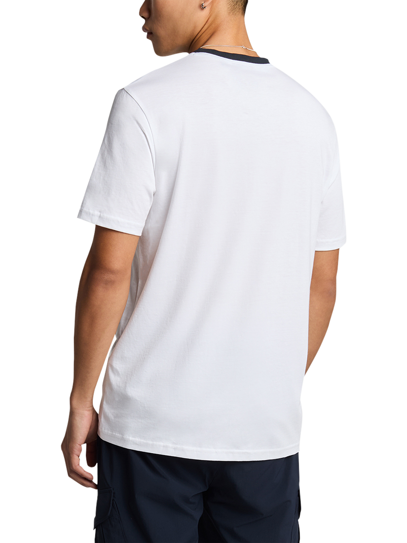 Product image 3 of 5, which shows Lyle & Scott Cotton Regular Fit Short Sleeve Contrast Collar Superfine T-Shirt, White/Dark Navy, XS