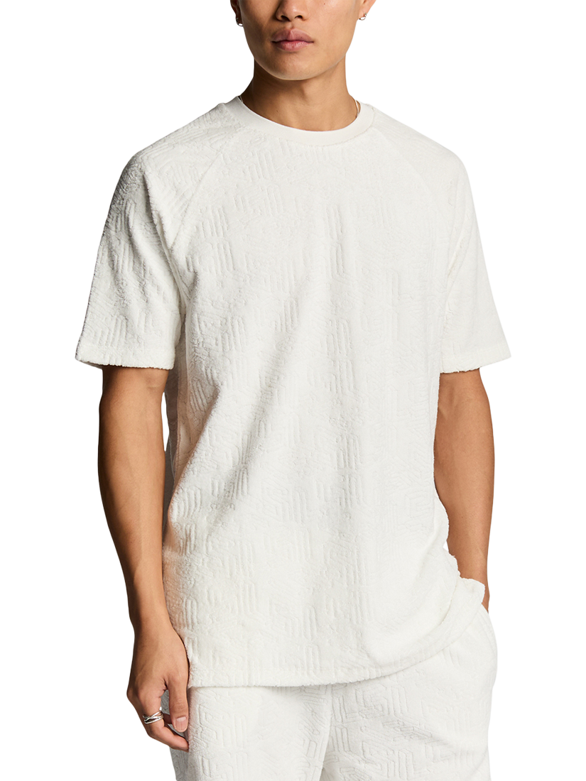 Product image 1 of 5, which shows Lyle & Scott Emblem Regular Fit Towelling T-Shirt, Chalk, XS