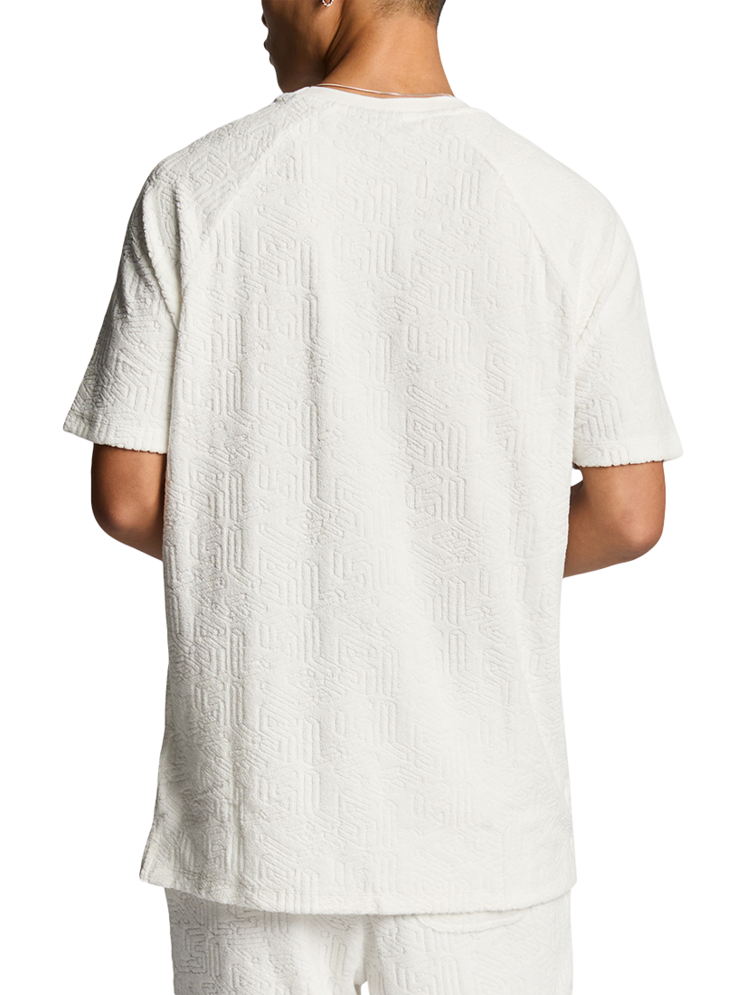 Product image 2 of 5, which shows Lyle & Scott Emblem Regular Fit Towelling T-Shirt, Chalk, XS
