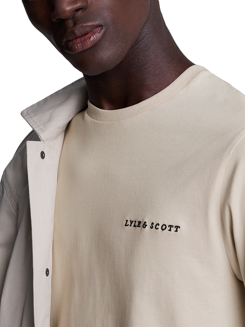 Product image 5 of 5, which shows Lyle & Scott Cotton Regular Fit Short Sleeve Embroidered Logo T-Shirt, Cove/ Dark Navy, XS