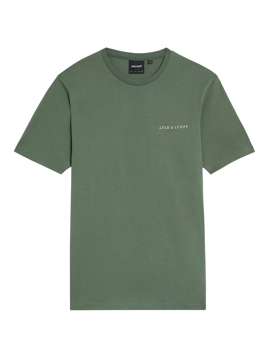 Product image 3 of 5, which shows Lyle & Scott Cotton Regular Fit Short Sleeve Embroidered Logo T-Shirt, Duck Green/Cove, XS