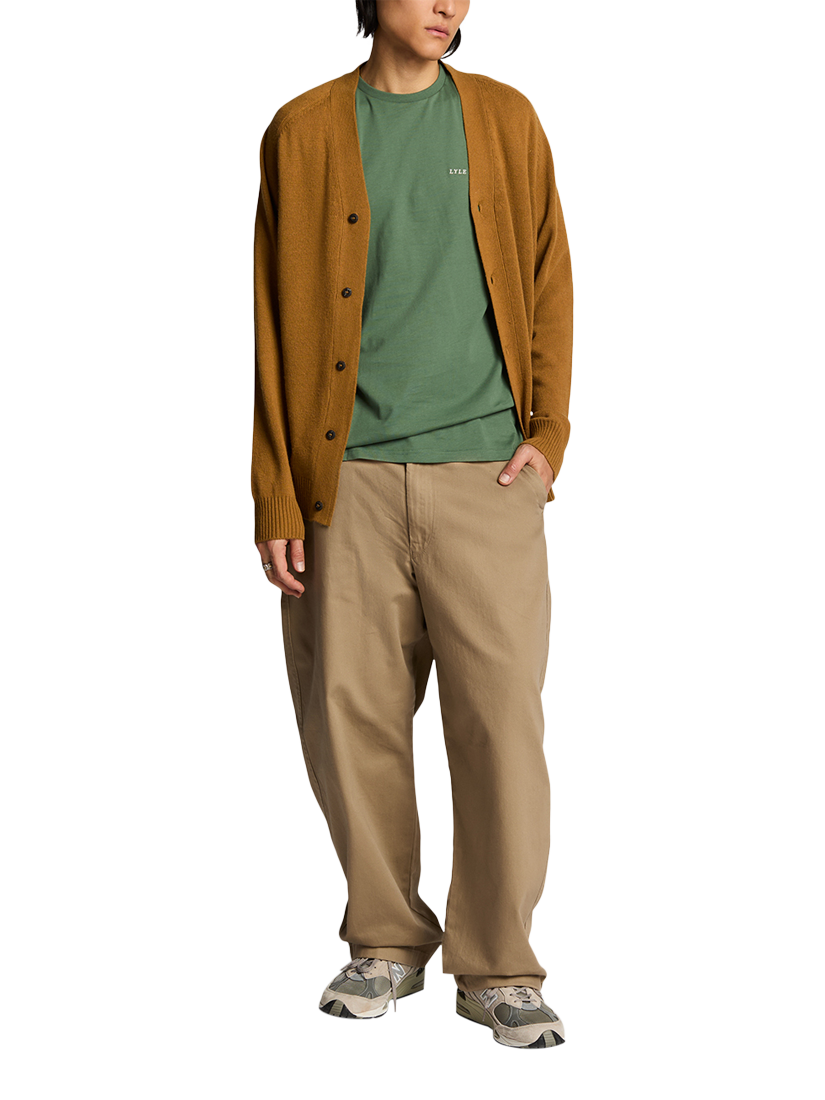 Product image 4 of 5, which shows Lyle & Scott Cotton Regular Fit Short Sleeve Embroidered Logo T-Shirt, Duck Green/Cove, XS