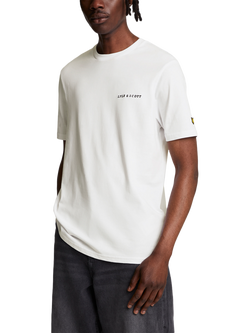 Lyle & Scott Cotton Regular Fit Short Sleeve Embroidered Logo T-Shirt, White/Jet Black