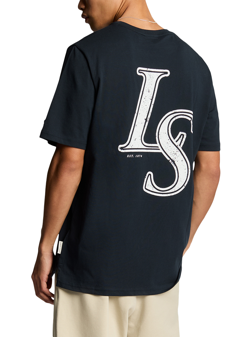 Product image 2 of 4, which shows Lyle & Scott Cotton Regular Fit Short Sleeve Graphic Emblem T-Shirt, Dark Navy, XS